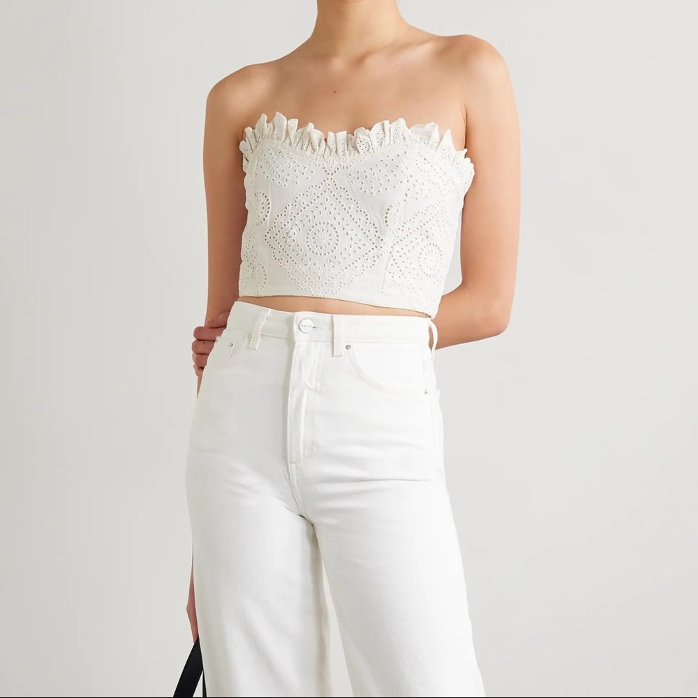 Sea NY Vienne Strapless Cropped Ruffled Top
